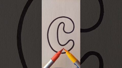 Easy Painting “C” with DOMS brush pen 🤔🎨🖌😱 #painting #satisfying #drawing #art #shorts